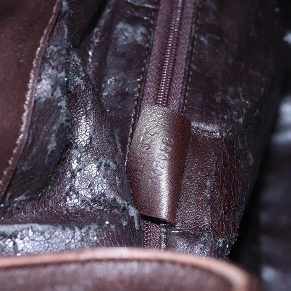 GUCCI Bamboo Shoulder Bag Leather 2way Brown Auth - Picture 14 of 16